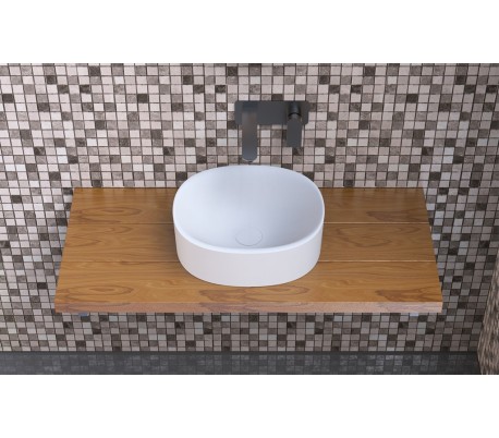 Ideavit Solidcliff-40 bordmonteret håndvask 40 x 35 cm Solid surface - Mat hvid