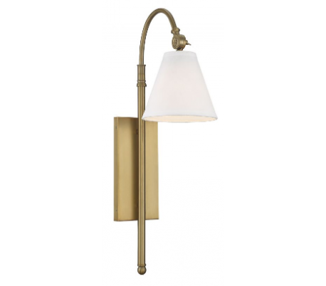 Rutland 1 Væglampe H62 cm - Varm messing/Hvid