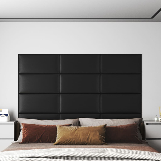 vidaXL vægpaneler 12 stk. 60x30 cm 2,16 m² kunstlæder sort
