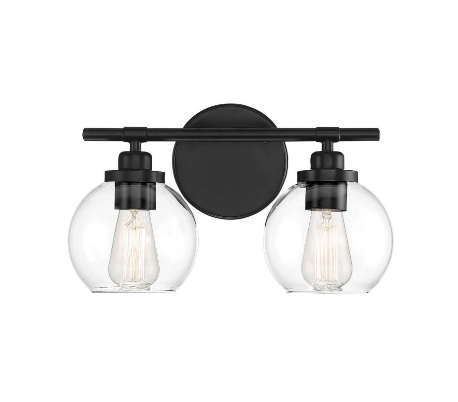 Carson 2 Badeværelseslampe B36 cm - Mat sort/Klar