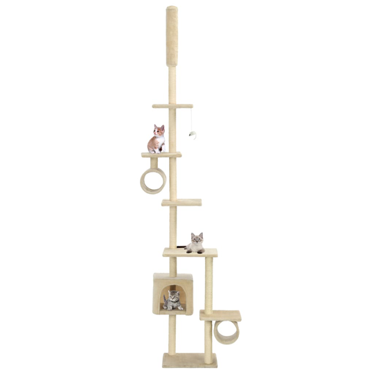 vidaXL kradsetræ til katte med sisal-kradsestolper 260 cm beige