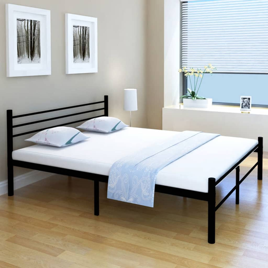 vidaXL seng med madras sort metal 160 x 200 cm