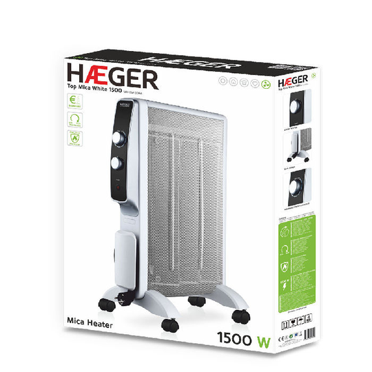 Varmeapparat Haeger Top Mica White 1500 W