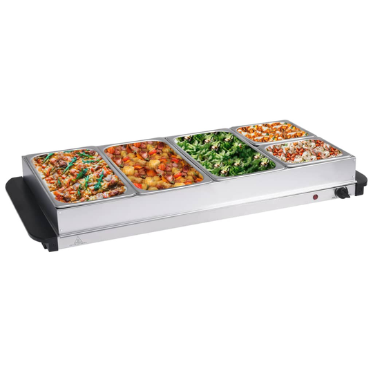 vidaXL buffetvarmer 400 W 3x2,5 l + 2x1 l rustfrit stål