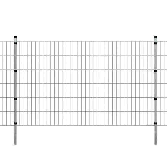 vidaXL 2D paneler og pæle til havehegn, 2.008x1.230 mm, 8 m, sølvgrå