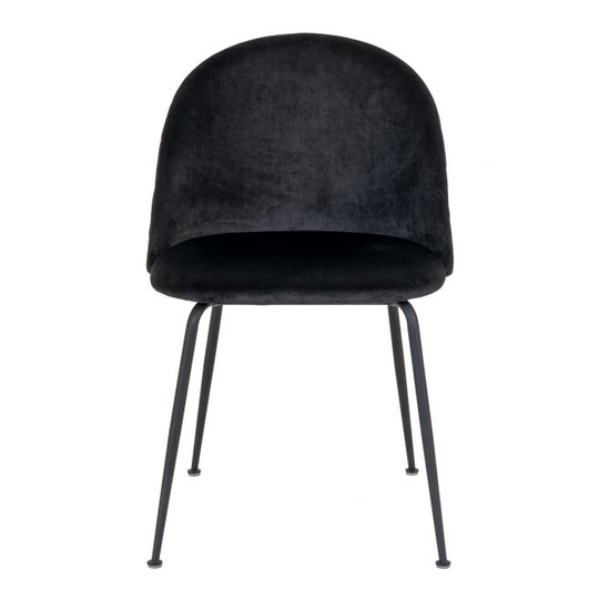 Spisebordsstol i sort velour med sorte ben HN1207 - 1001258