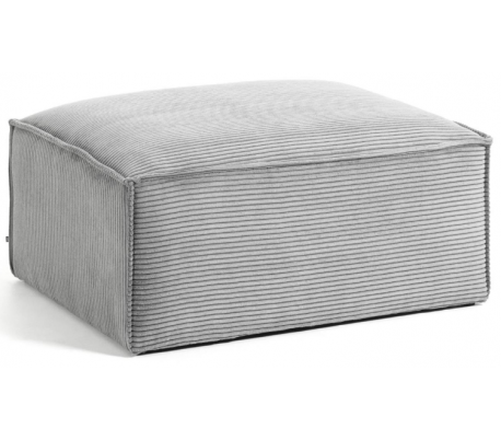Blok puf til sofa i velour ripcurl 90 x 70 cm - Grå