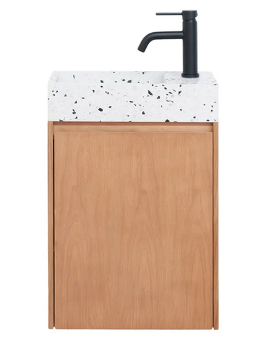 Krabi komplet badmiljø B45 cm i MDF og terrazzo - Eg/Hvid