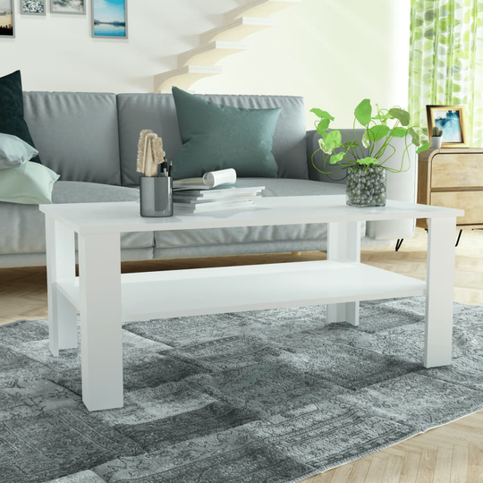 vidaXL sofabord spånplade 100 x 59 x 42 cm hvid