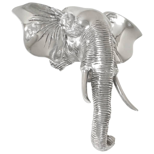 vidaXL elefanthovedskulptur massivt aluminium 38 x 19 x 36 cm sølvfarvet