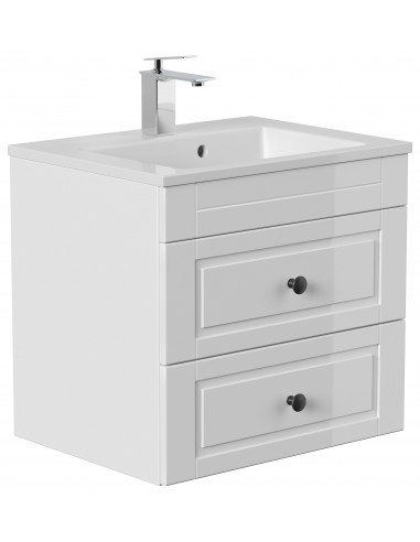 Apollo Cottage komplet badmiljø i mdf og keramik H56 x B60,2 cm - Hvid højglans