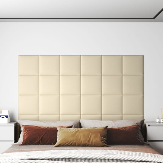 vidaXL vægpaneler 12 stk. 30x30 cm 1,08 m² kunstlæder cremefarvet