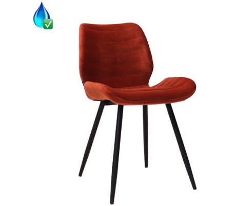 Toby Spisebordsstol i velour H77 cm - Sort/Kobber