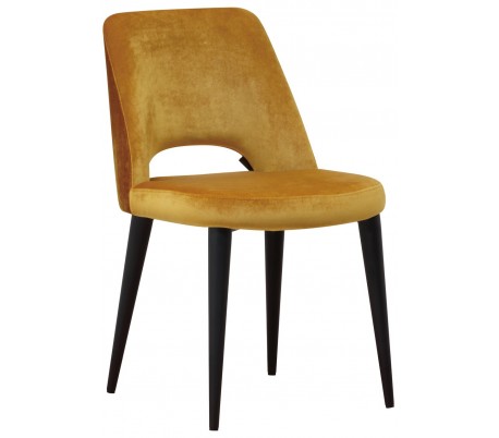 Tabitha spisebordsstol i velour H86 cm - Sort/Okker