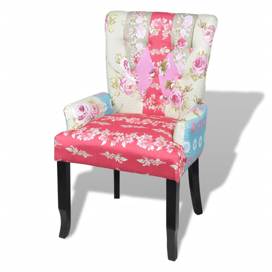 vidaXL fransk stol med patchworkdesign stof