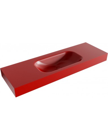 BIG SMALL væghængt håndvask 140 x 46 cm Solid surface - Rød