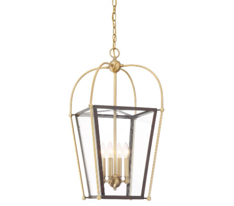 Dunbar 4 Lysekrone 36 x 36 cm - Varm messing/Antik bronze/Klar