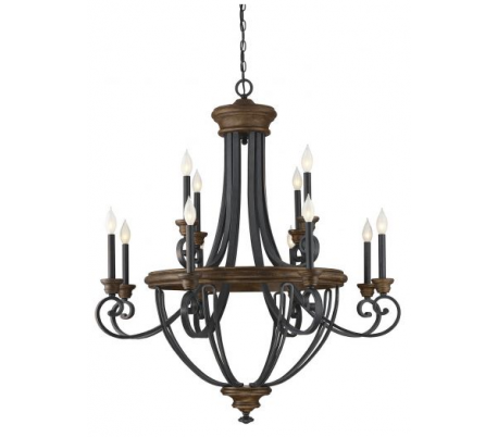 Wickham 12 Lysekrone Ø97 cm - Antik sort/Whiskey