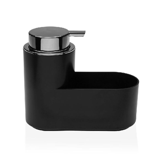 2-i-1 sæbedispenser til håndvasken Versa Sort ABS polystyren (7,5 x 14,5 x 17 cm)