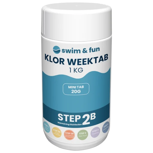 Swim & Fun Klor week langsom klor 20 grams tabs, 1 kilo