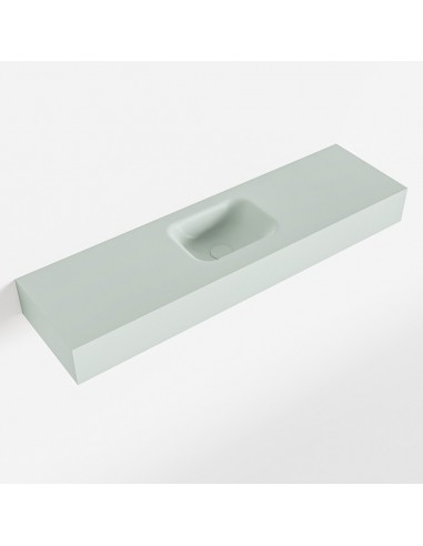 LEX væghængt håndvask 110 x 30 cm Solid surface - Svag grøn