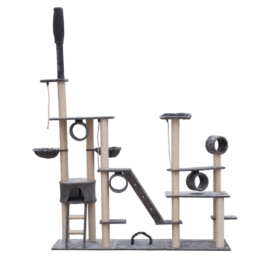 vidaXL kattetræ Deluxe 230-260 cm grå plys