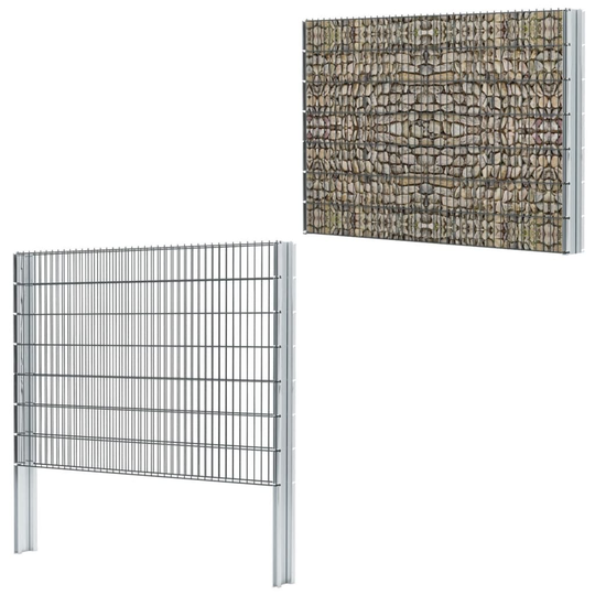 vidaXL 2D gabionhegn galvaniseret stål 2,008x1,43 m 16 m grå