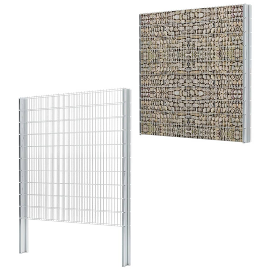 vidaXL 2D gabionhegn galvaniseret stål 2,008x2,03 m 8 m sølvfarvet