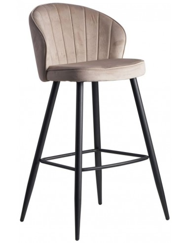 Barstol i metal og velour H102,5 cm - Sort/Beige