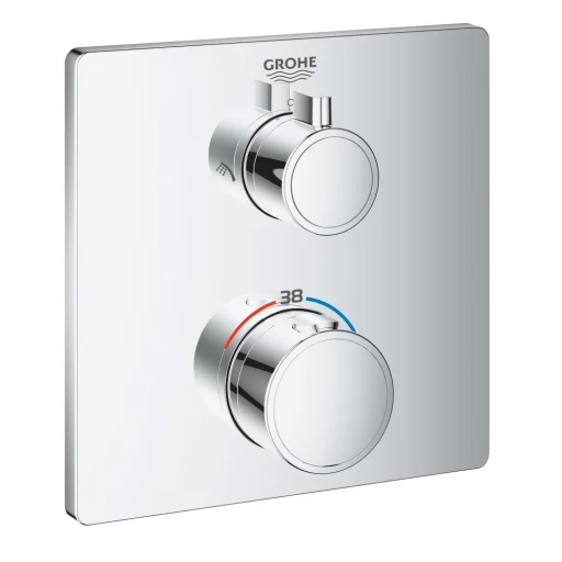 Grohe Grohtherm indbygningsbatteri, 2 udtag, kvadratisk, krom