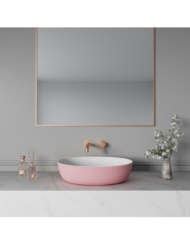 BERNINI bordmonteret håndvask 54 x 38 cm solid surface - Pink/Satineret mat hvid