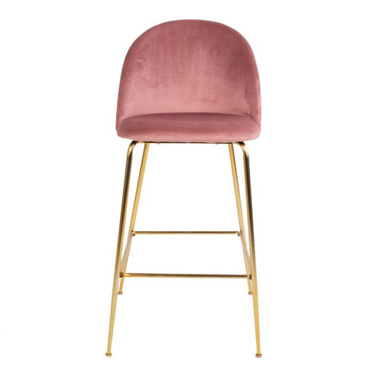 Barstol i rosa velour med ben i messing look HN1214 - 1001260