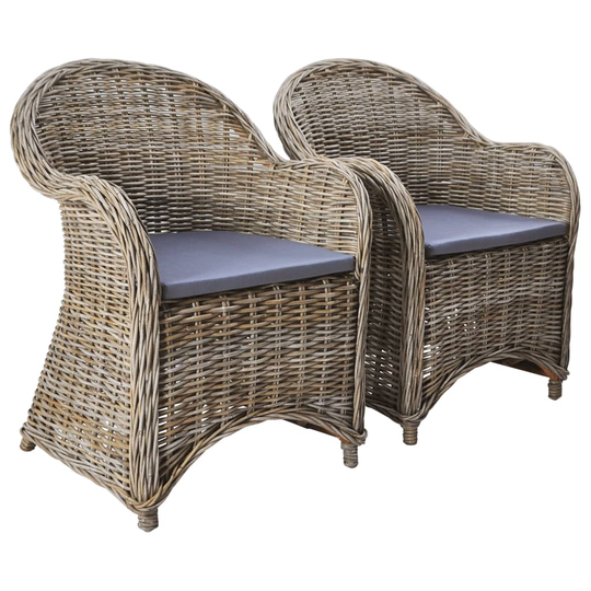 vidaXL havestole 2 stk. med hynder naturligt rattan