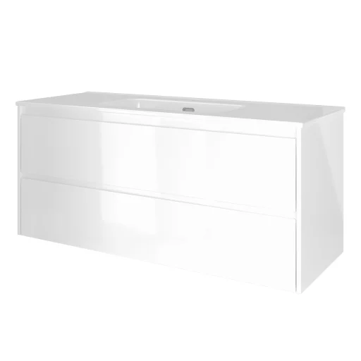 Sanibell Proline møbelpakke 120x46 cm, symmetriske skuffer, hvid højglans