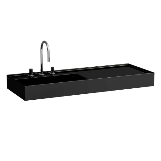 Kartell Laufen håndvask, 120x46 cm, hylde til højre, sort
