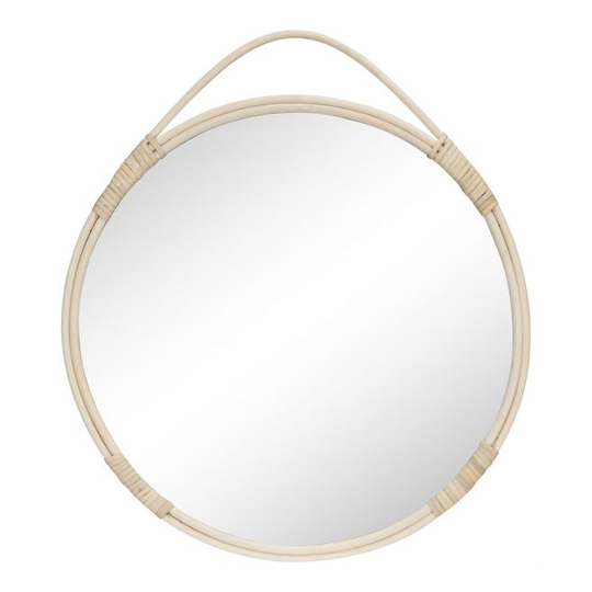 Rundt spejl i natur rattan Ø50 cm - 4001250
