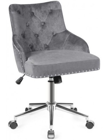 Kontorstol i velour H84 - 98 cm - Krom/Grå
