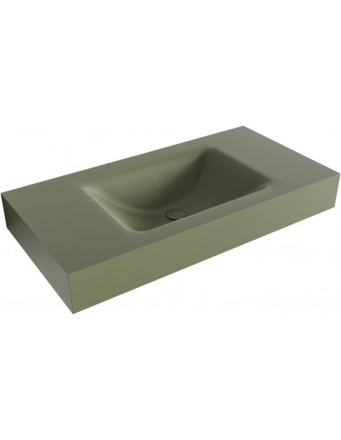 CLOUD væghængt håndvask 90 x 46 cm Solid surface - Armygrøn