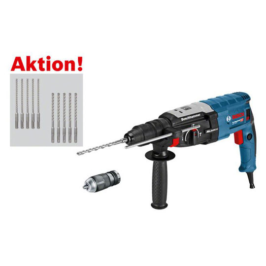 Bosch Professional-sæt: Borehammer GBH 2-28 F + SDS plus-7x hammerbit-sæt med 10 dele L-BOXX - - 061126760C