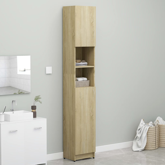 vidaXL badeværelsesskab 32x25,5x190 cm konstrueret træ sonoma-eg