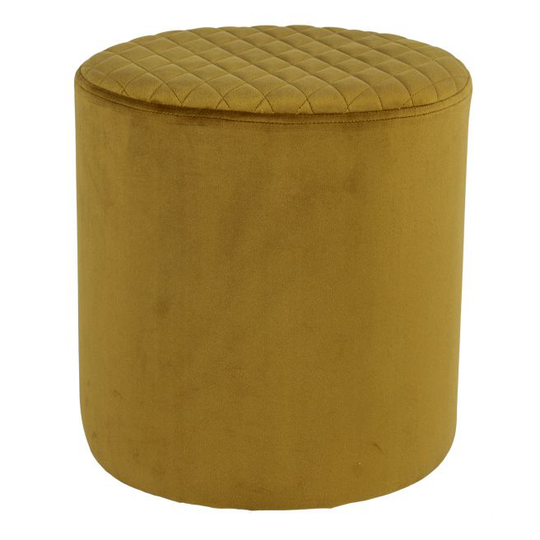 Rund puf i sennepsgul velour HN1204 - 1501113