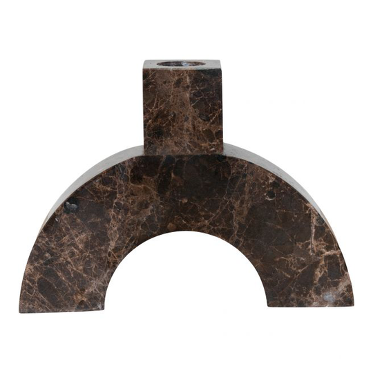 Lysestage i brun marmor med enkelt holder 3,5x14x11 cm - 4561095