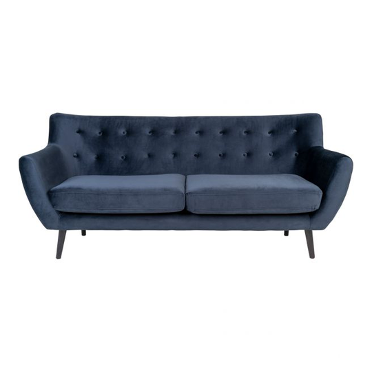 Sofa 3 Personers sofa i mørkeblå velour med sorte ben HN1005 - 1301534
