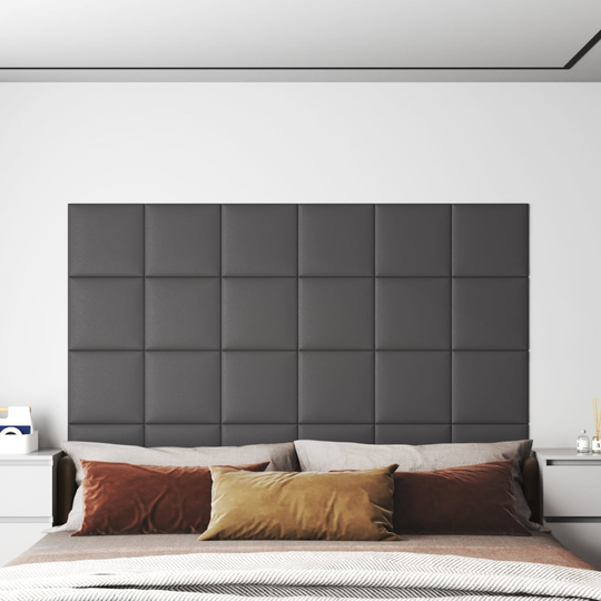 vidaXL vægpaneler 12 stk. 30x30 cm 1,08 m² kunstlæder grå