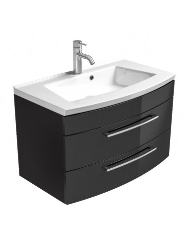 Komplet badmiljø i mdf og mineralsten H54 x B82 cm - Antracit højglans