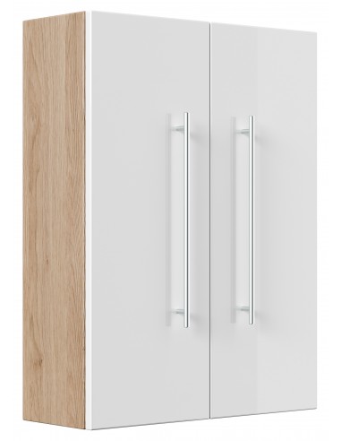 Vægskab i mdf H70 x B53 cm - Sonoma eg/Hvid højglans