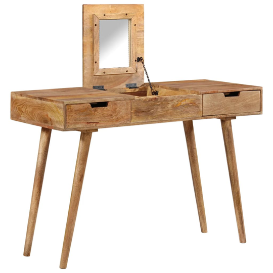 vidaXL kosmetikbord i massivt mangotræ 112 x 45 x 76 cm