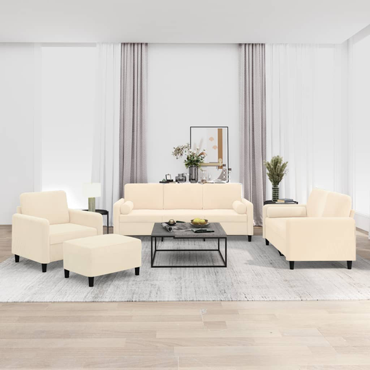 vidaXL sofasæt 4 dele med pyntepuder og hynder velour cremefarvet