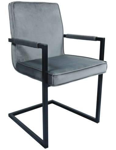 Jim spisebordsstol i metal og velour H90 cm - Sort/Grå