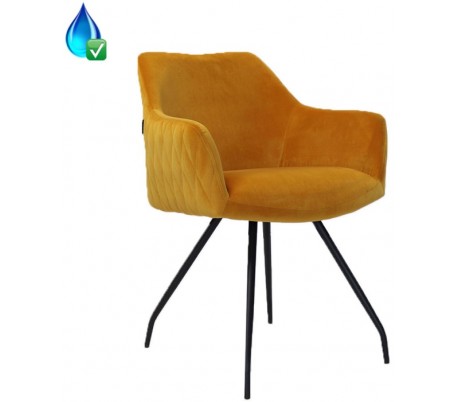 Nelly Spisebordsstol i velour H81,5 cm - Sort/Okker
